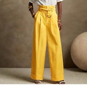 Banana Republic - Yellow Wide Leg Paperbag Pant